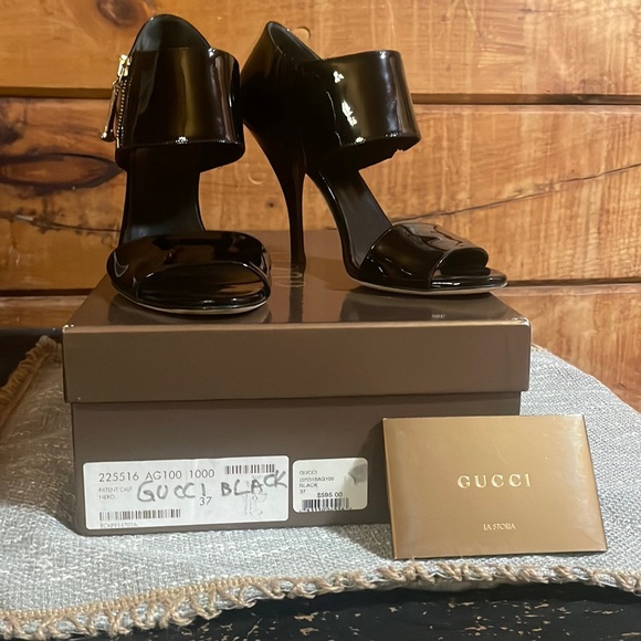 Gucci Shoes - Gucci black patent 4”zipped up closure heels size 7 US. Made in Italy size 37